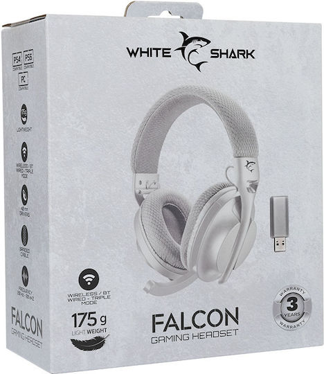 White Shark Falcon Căști Gaming Wireless Over Ear Cu Conectivitate Bluetooth Alb Pentru PC PS4 PS5