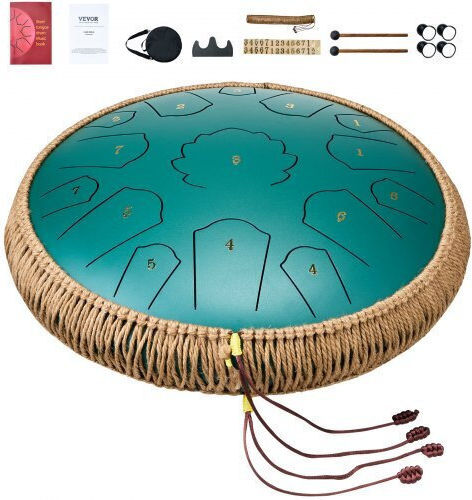 Vevor Vevor Steel Drum 14" 15 Notes D Major Green Outdoor Gsggsg14inchobktqv0