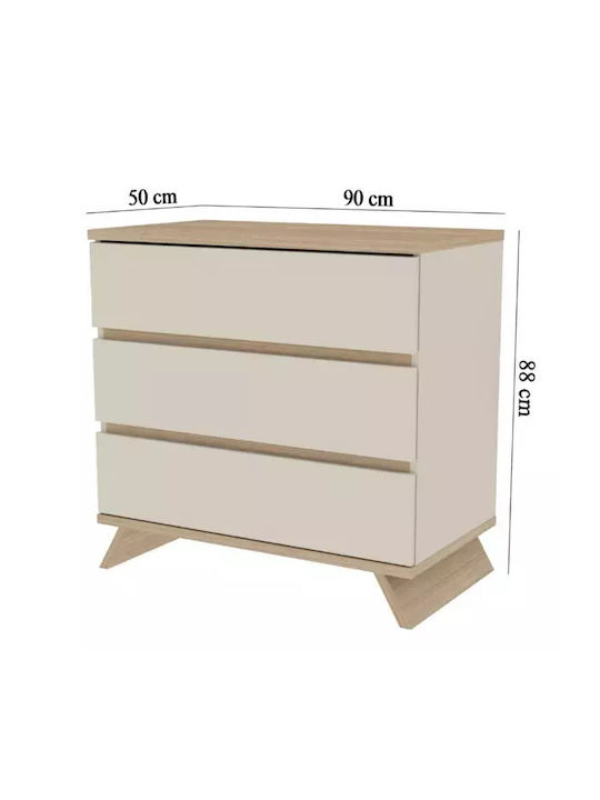 Βρεφική Συρταριέρα με 3 Συρτάρια Καφέ 50x90x88cm