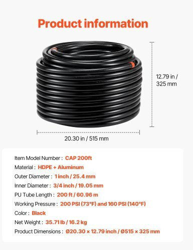 Vevor YSKQGDXT34INFHQD2V0 Λάστιχο Αέρος 60.96m