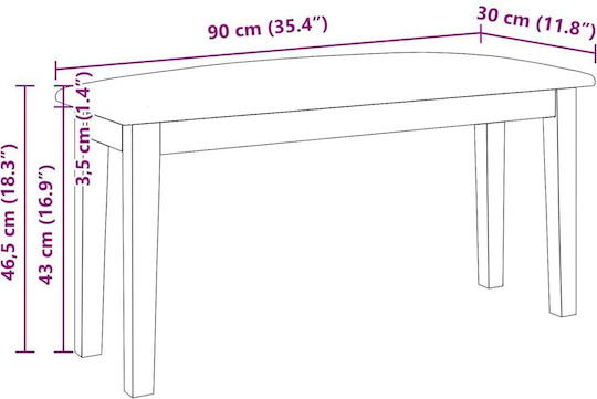 Stühle Bank Coffee 1Stück 90x30x46.5cm