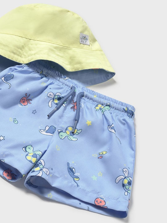Mayoral Kids Swimwear Swim Shorts with Hat Light Blue