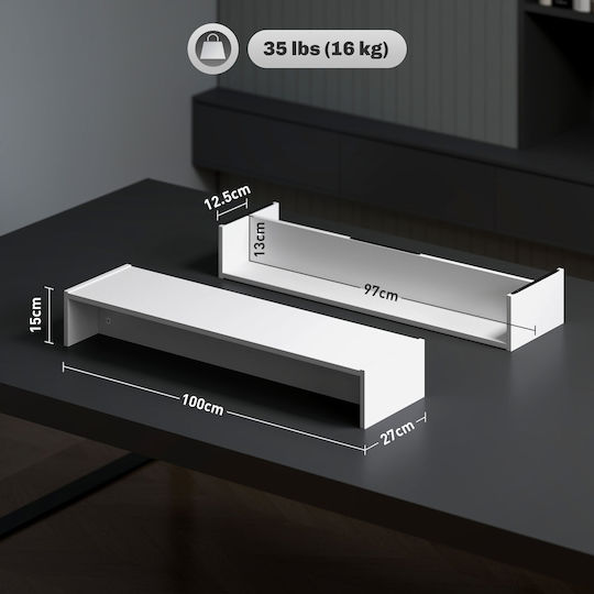 HomCom Βάση Γραφείου Οθόνης έως 32" Λευκή (923-059V00WT)