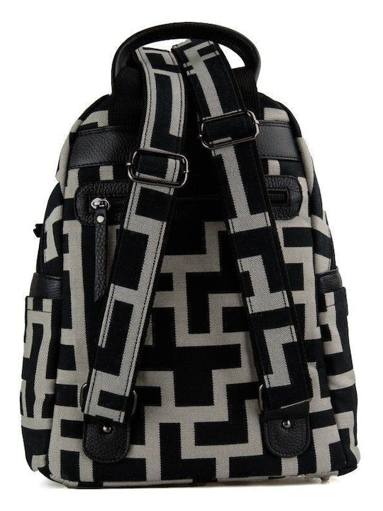 Υφασμάτινη Γυναικεία Τσάντα Πλάτης Taupe / Black