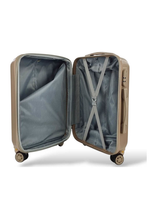 Playful Bags Cabin Travel Suitcase Hard Gold with 4 Wheels Height 55cm & Backpack