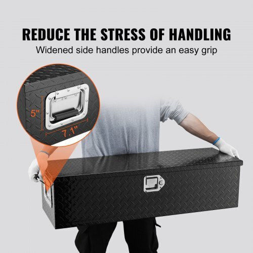 Vevor Durable Aluminum Truck Tool Box Black 39"x13"x10" Lczxg39x13x10bivqv0