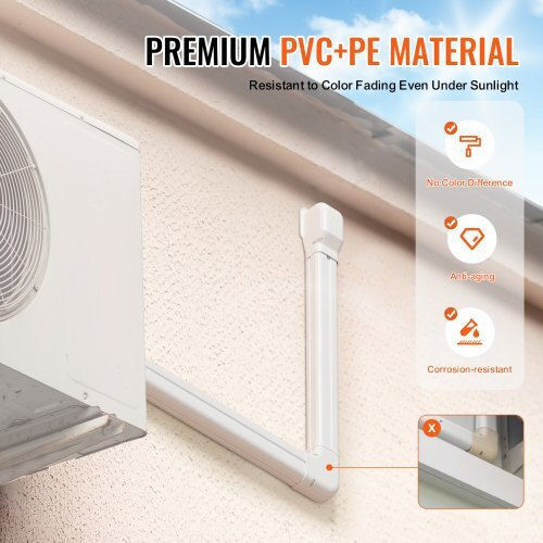 Vevor Mini-Split-Leitungsabdeckung 76,2 mm x 5400 mm Weiß Einfache Installation Überstreichbar Bsksqftskdgxb3x6av0