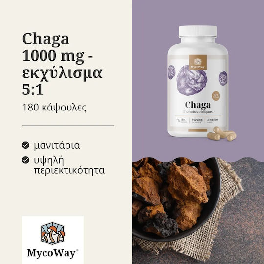 MycoWay Chaga Εκχύλισμα 5:1 1000mg 180 κάψουλες
