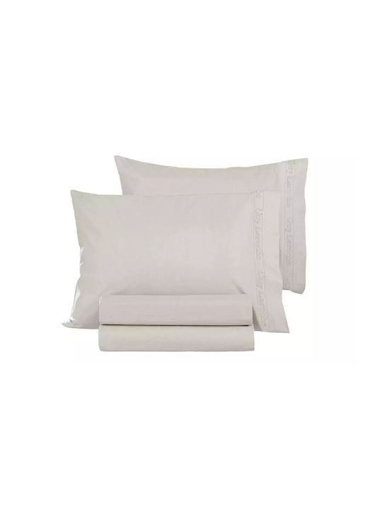 Guy Laroche Sheet for Single Bed with Elastic 100x200+32cm. Color Plus Ivory