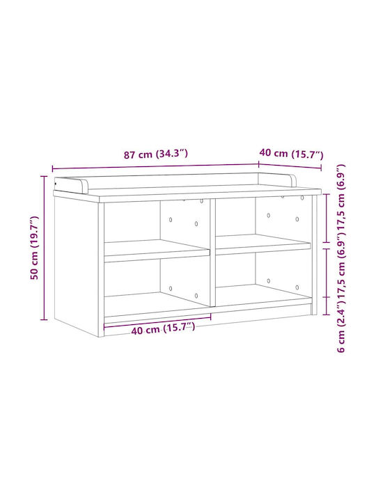 Entry Furniture with Shoe Rack & Bench Coffee 87x40x50cm