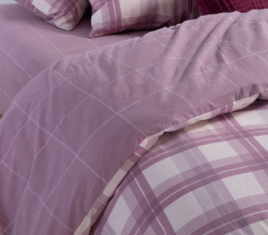 Nef-Nef Homeware Charlie Σετ Σεντόνια Μονά Φανελένια 160x260εκ. Ροζ (3τμχ)