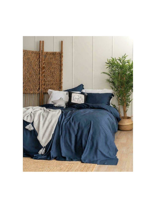 Palamaiki Bettwäsche-Set King Size 275x290cm. Nature Navy 4Stück