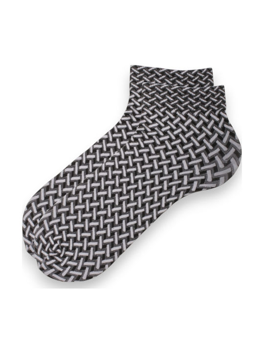 Damen-Mid-Calf-Socken Schwarz & Weiße Linien Linea D'oro K046-schwarz