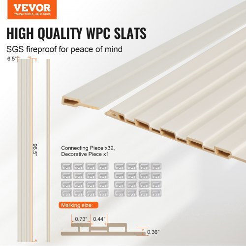 Vevor Vevor Acoustic Treatment Material Panel 8 Pieces 96cm x 6cm in White Color