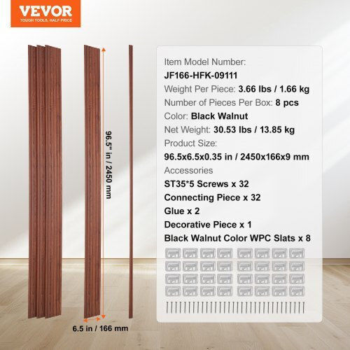Vevor Ηχοαπορροφητικό Πάνελ (8τμχ) 96cm x 6cm