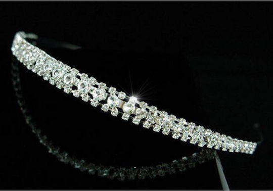 Silver Bridal Headband with Sparkling Crystals Clare