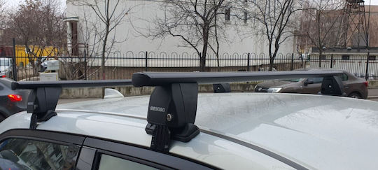 Menabo Bare De Acoperiș Din Aluminiu 137 Cm Pentru Hyundai ix20 5D 2010+ Cu Picioare Pentru Portbagaj De Acoperiș Și Blocare Negre