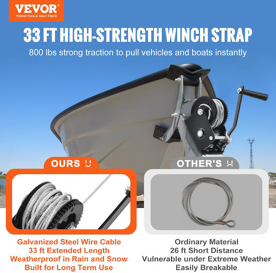 Vevor Manual 4x4 Car Winch with Towing Capacity 362kg