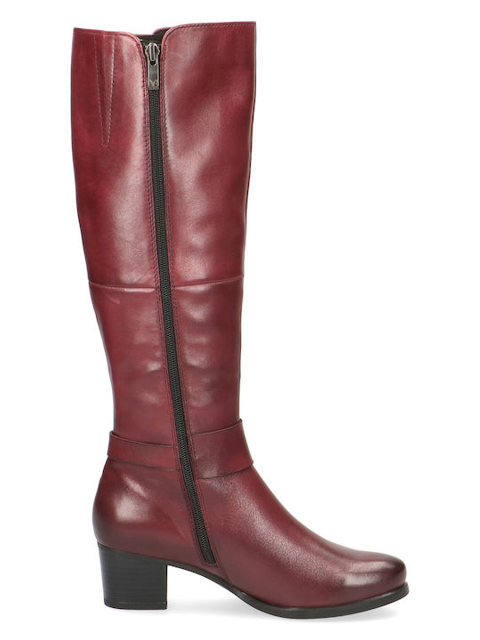 Caprice Leather Women's Boots Burgundy