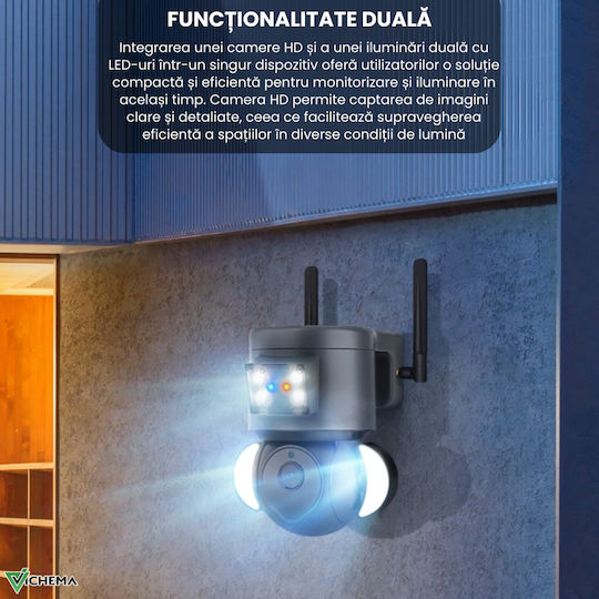 SentinelVue IP Überwachungskamera 4G Full HD+ 4MP Wasserdicht mit Bidirektionaler Kommunikation Graue