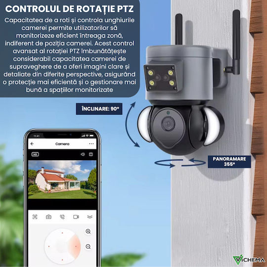 SentinelVue IP Überwachungskamera 4G Full HD+ 4MP Wasserdicht mit Bidirektionaler Kommunikation Graue