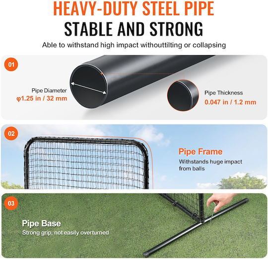 Vevor I Screen Baseball Batting Cage 7x4 Ft Baseball Softball Screen Safety Body Protector Portable Batting Screen Carry Bag Ground Stakes Heavy Duty Pitching Net Pitchers Protection
