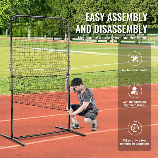 Vevor I Screen Baseball Batting Cage 7x4 Ft Baseball Softball Screen Safety Body Protector Portable Batting Screen Carry Bag Ground Stakes Heavy Duty Pitching Net Pitchers Protection