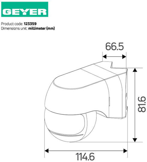 Geyer С Кабел Инфрачервен Датчик За Движение 220° Обхват 12m