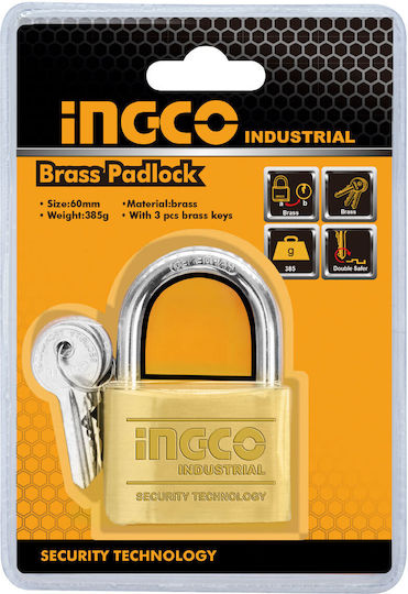 Ingco Steel Padlock Brass with Key 30mm 1pcs