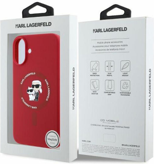 Karl Lagerfeld KC Heads Ring Umschlag Rückseite Silikon Rot (iPhone 16)