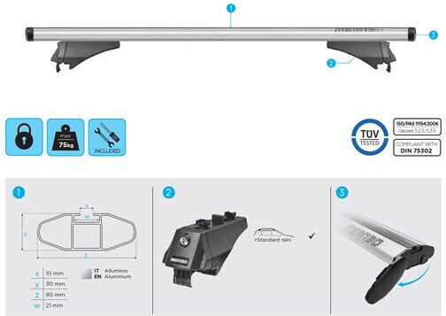 Menabo Blade L Aluminium Dachträger Peugeot Rifter Modell 2018+