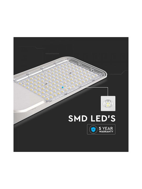 V-TAC Εξωτερικό Φωτιστικό LED Δρόμου 50W με Φυσικό Λευκό Φως IP65 Γκρι