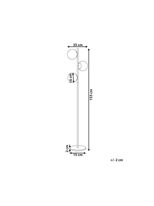 Beliani Floor Lamp H153xW16cm. Gold