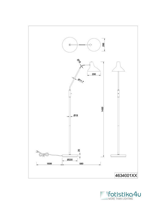 Trio Lighting Traveller Φωτιστικό Δαπέδου Υ145xΜ58.2εκ. με Ντουί για Λαμπτήρα E27 Μαύρο
