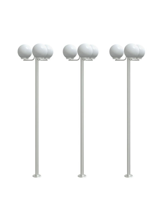 vidaXL Outdoor Floor Lamp Post 60W IP44 for E27 Socket Silver