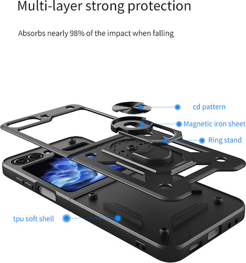 Carcasă Ring Armor Campro Sonique Samsung Galaxy Z Fold 6 Orificiu Mare Negru