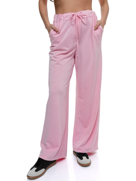 Damen Stoff Hose mit Gummizug Rosa