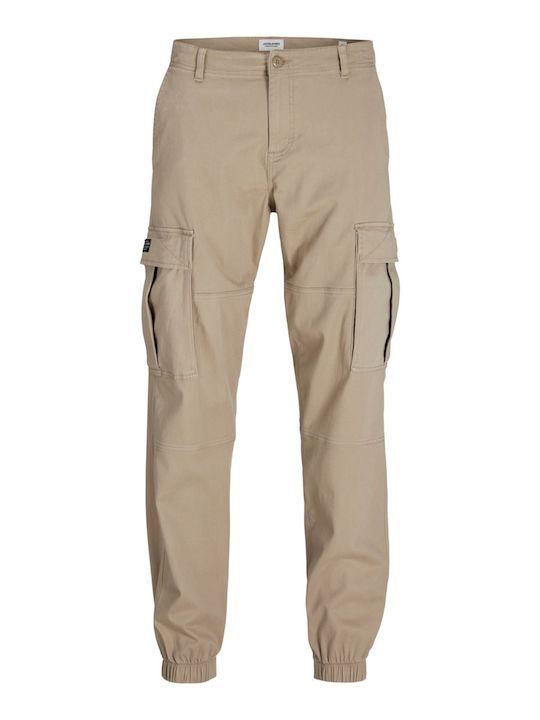 Trousers Cargo Elastic in Relaxed Fit Beige
