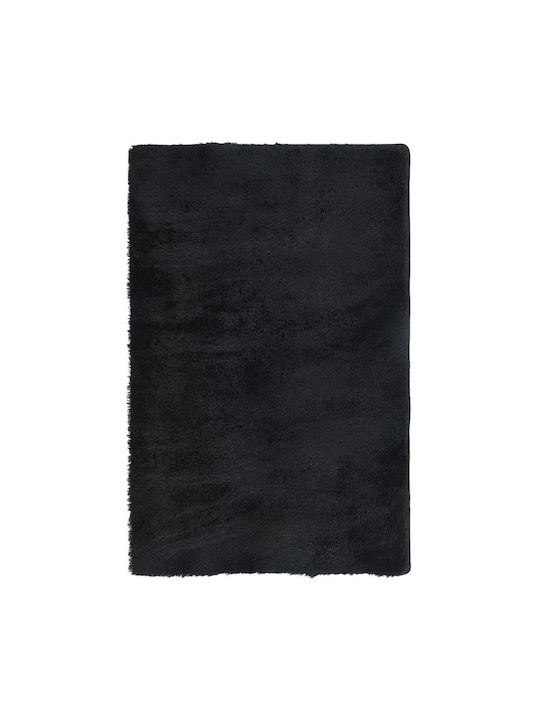 vidaXL Anti-slip Rug Rectangular Shaggy Black Velvet-Black Metal