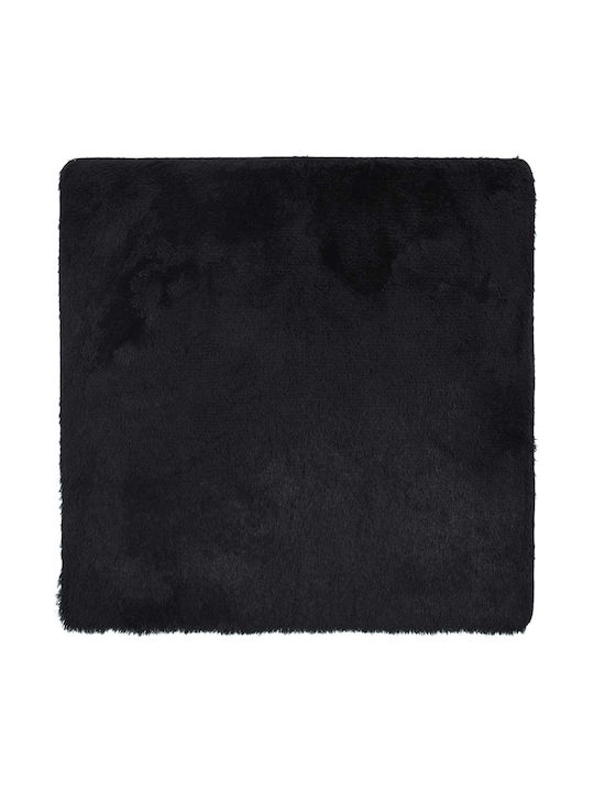 vidaXL Rutschfest Teppich Rechteckig Zottelig Synthetisch,Polyester/Cotton/Leather Black Velvet-Black Metal