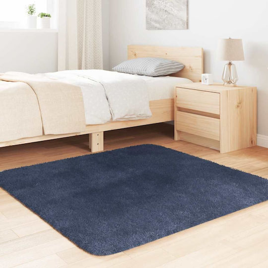 vidaXL Rutschfest Teppich Rechteckig Zottelig Synthetisch,Polyester/Cotton/Leather Blue