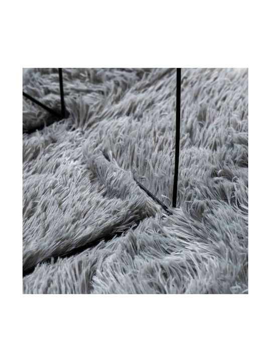 vidaXL Rutschfest Teppich Rechteckig Zottelig Synthetisch,Polyester/Cotton/Leather Silver Grey