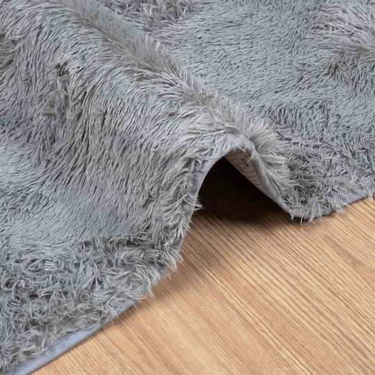 vidaXL Anti-slip Rug Rectangular Shaggy Silver Grey