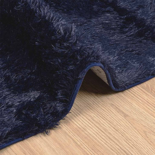 vidaXL Rutschfest Teppich Rechteckig Zottelig Synthetisch,Polyester/Cotton/Leather Blue