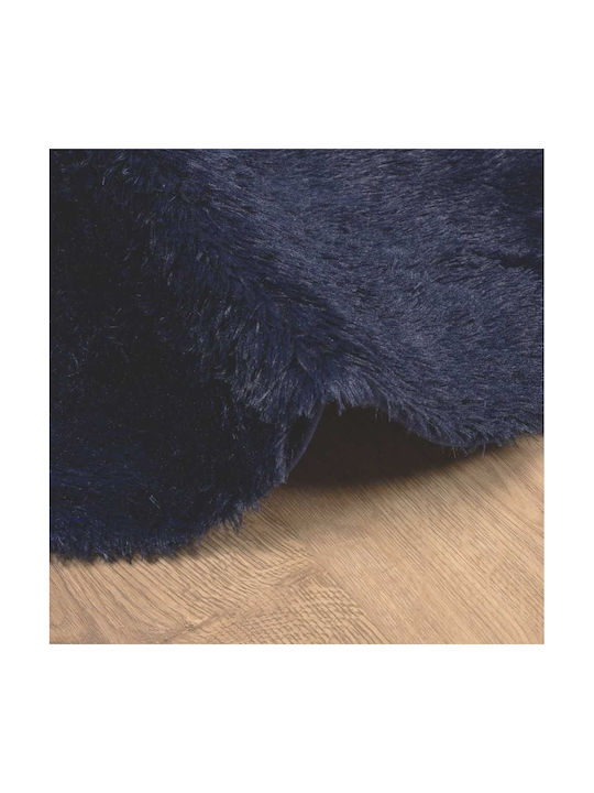 vidaXL Rutschfest Teppich Rechteckig Zottelig Synthetisch,Polyester/Cotton/Leather Blue