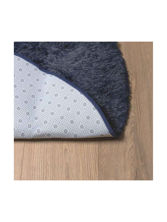 vidaXL Rutschfest Teppich Rechteckig Zottelig Synthetisch,Polyester/Cotton/Leather Blue
