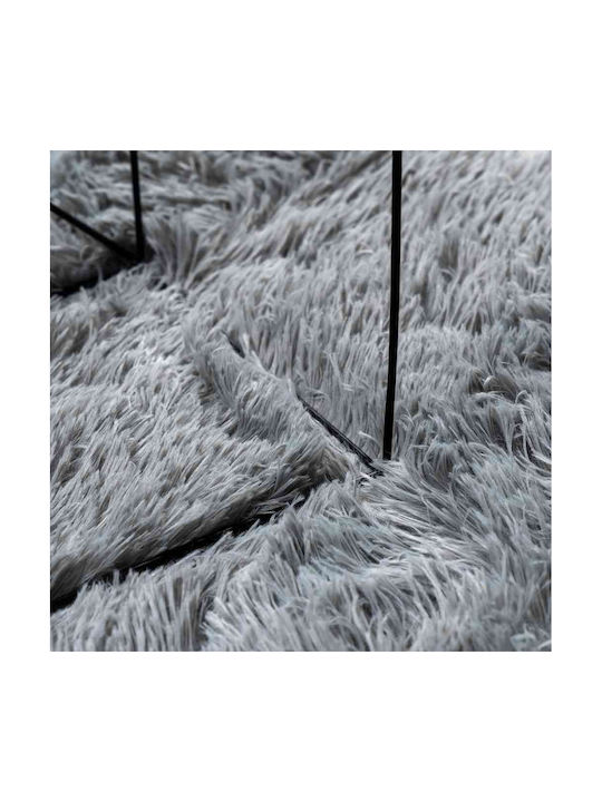 vidaXL Rutschfest Teppich Rechteckig Zottelig Synthetisch,Polyester/Cotton/Leather Silver Grey
