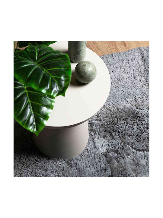 vidaXL Rutschfest Teppich Rechteckig Zottelig Synthetisch,Polyester/Cotton/Leather Silver Grey