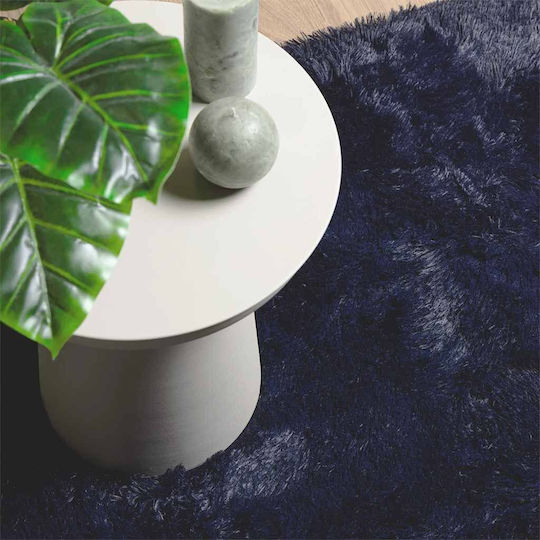 vidaXL Rutschfest Teppich Rechteckig Zottelig Synthetisch,Polyester/Cotton/Leather Blue