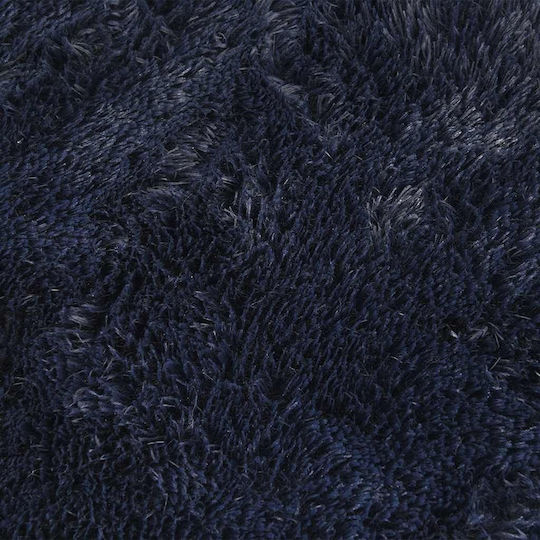 vidaXL Rutschfest Teppich Rechteckig Zottelig Synthetisch,Polyester/Cotton/Leather Blue